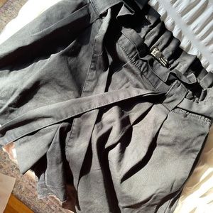 Zara Navy Paper-Bag Shorts